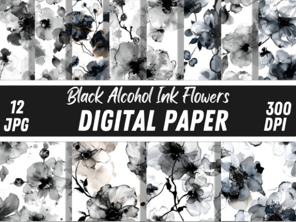 Download Luxury Black Alcohol Ink Flowers Pattern - Pattern Collection