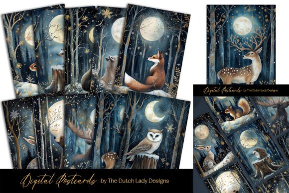 Download Frosty Forest Animals Postcard Set - Premium Resources