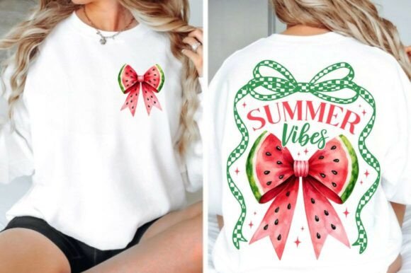 Download Retro Summer Vibes PNG, Watermelon Bow - Premium Resources