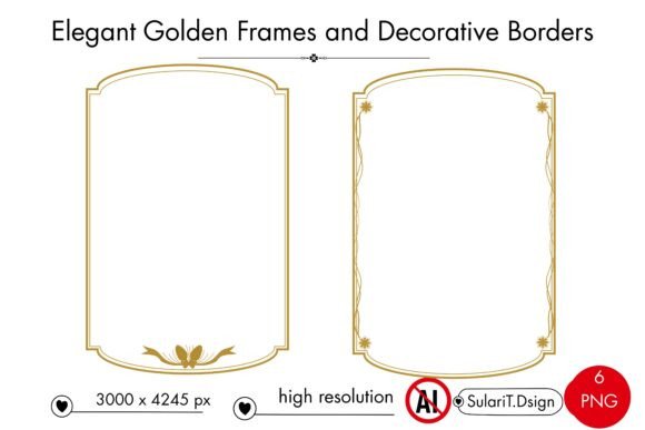 Download Elegant Golden Frames and Vintage Border - Gold Collection